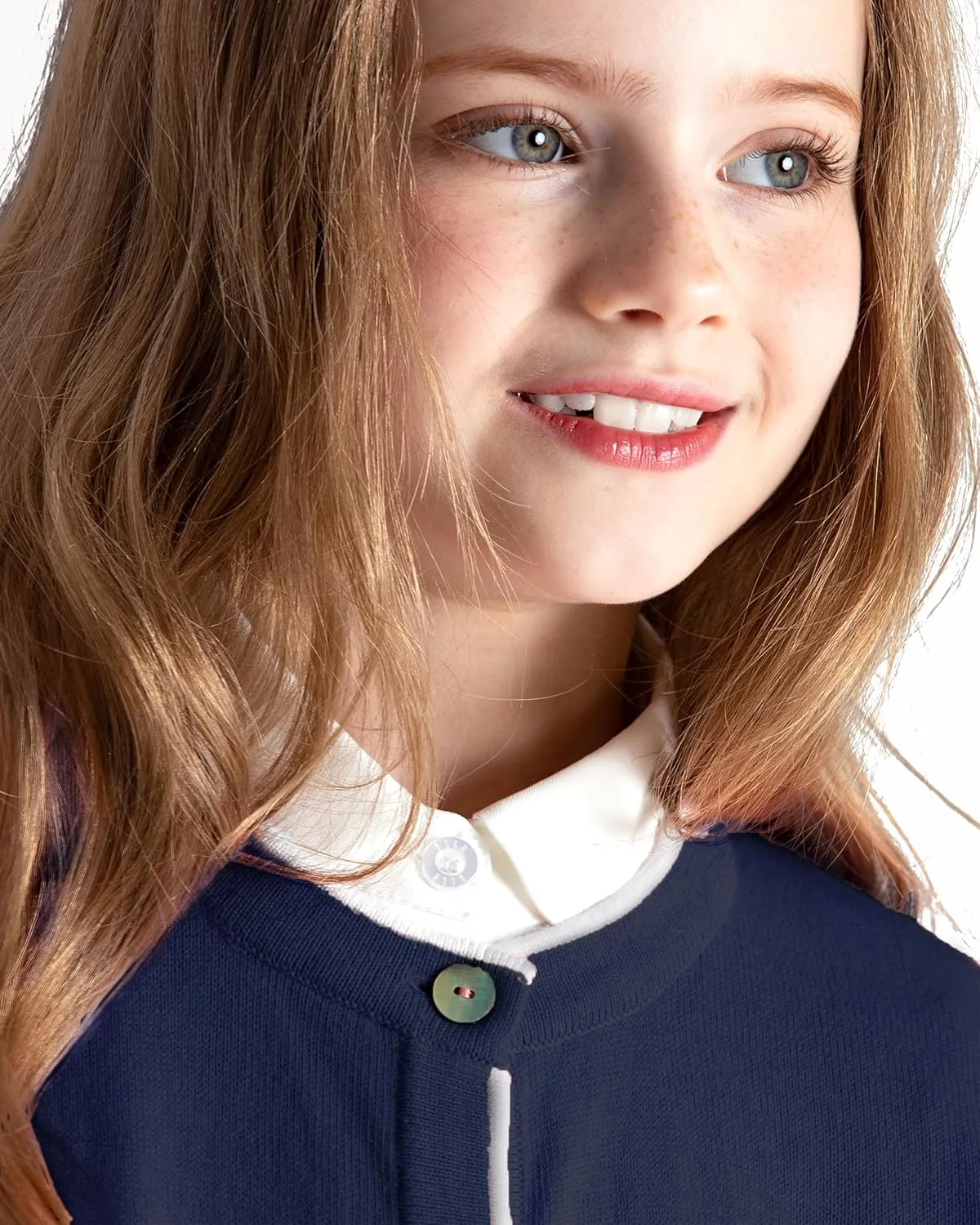 JSTEX Girls Cute Cardigan 100% Cotton Knit Kids Cardigan Long Sleeve Crew Neck Button Sweaters for Girl Size 4-14