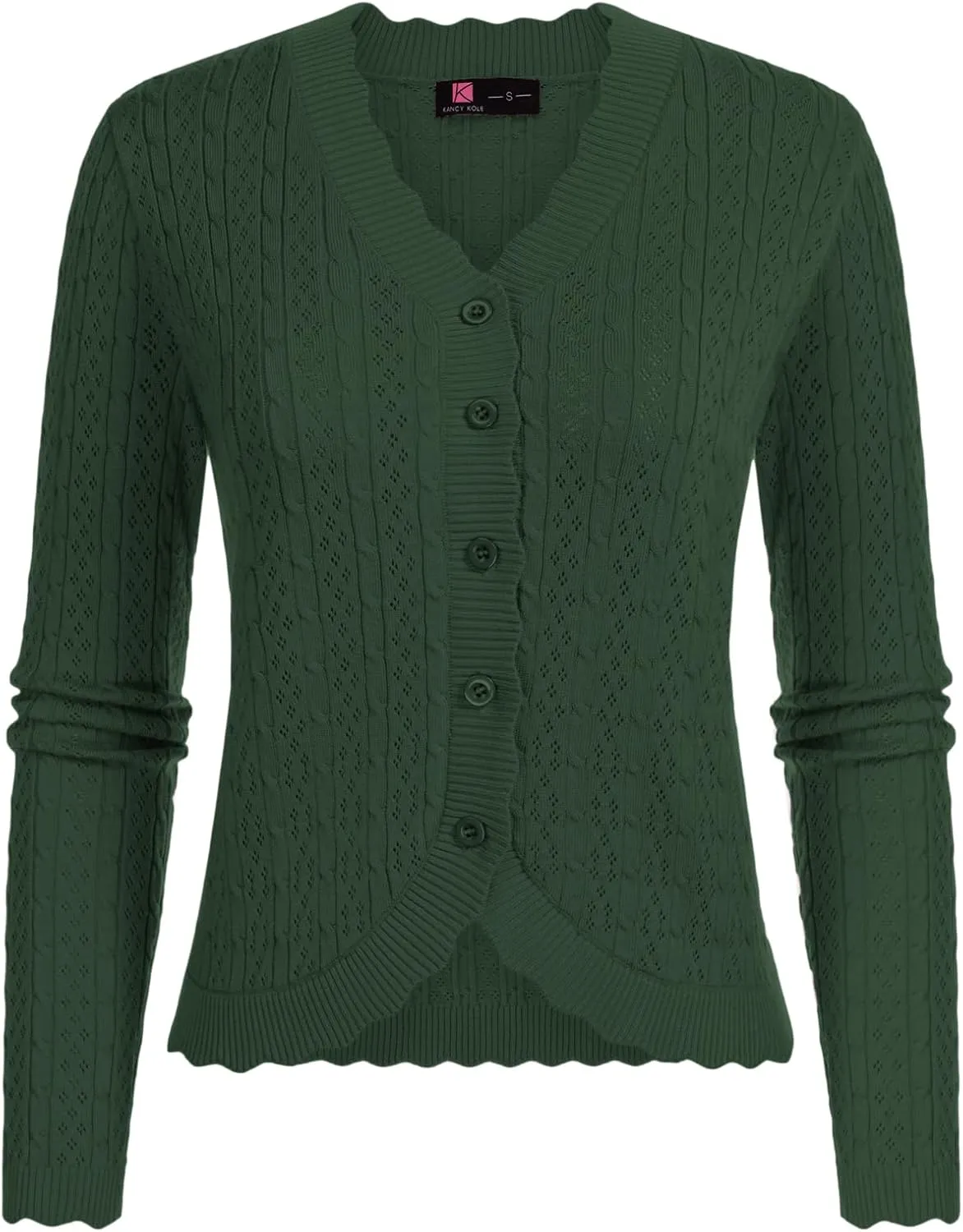 KANCY KOLE Women's 2025 Long Sleeve Cropped Cardigan Sweaters Lightweight Crochet Button Down Cardigan Shrugs for Dresses