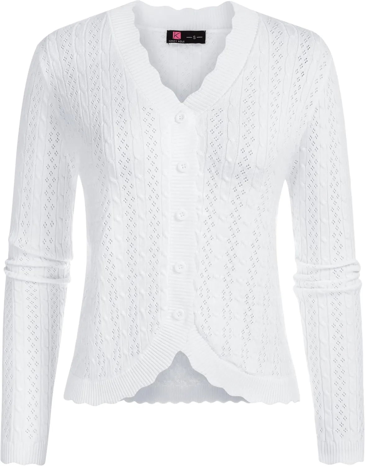 KANCY KOLE Women's 2025 Long Sleeve Cropped Cardigan Sweaters Lightweight Crochet Button Down Cardigan Shrugs for Dresses