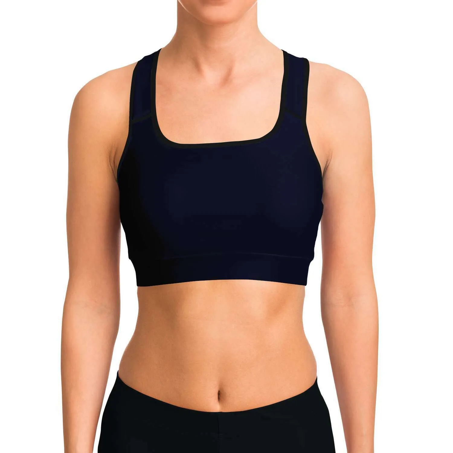 Ladies Moisture-Wicking Athletic Sports Bra-Midnight Navy