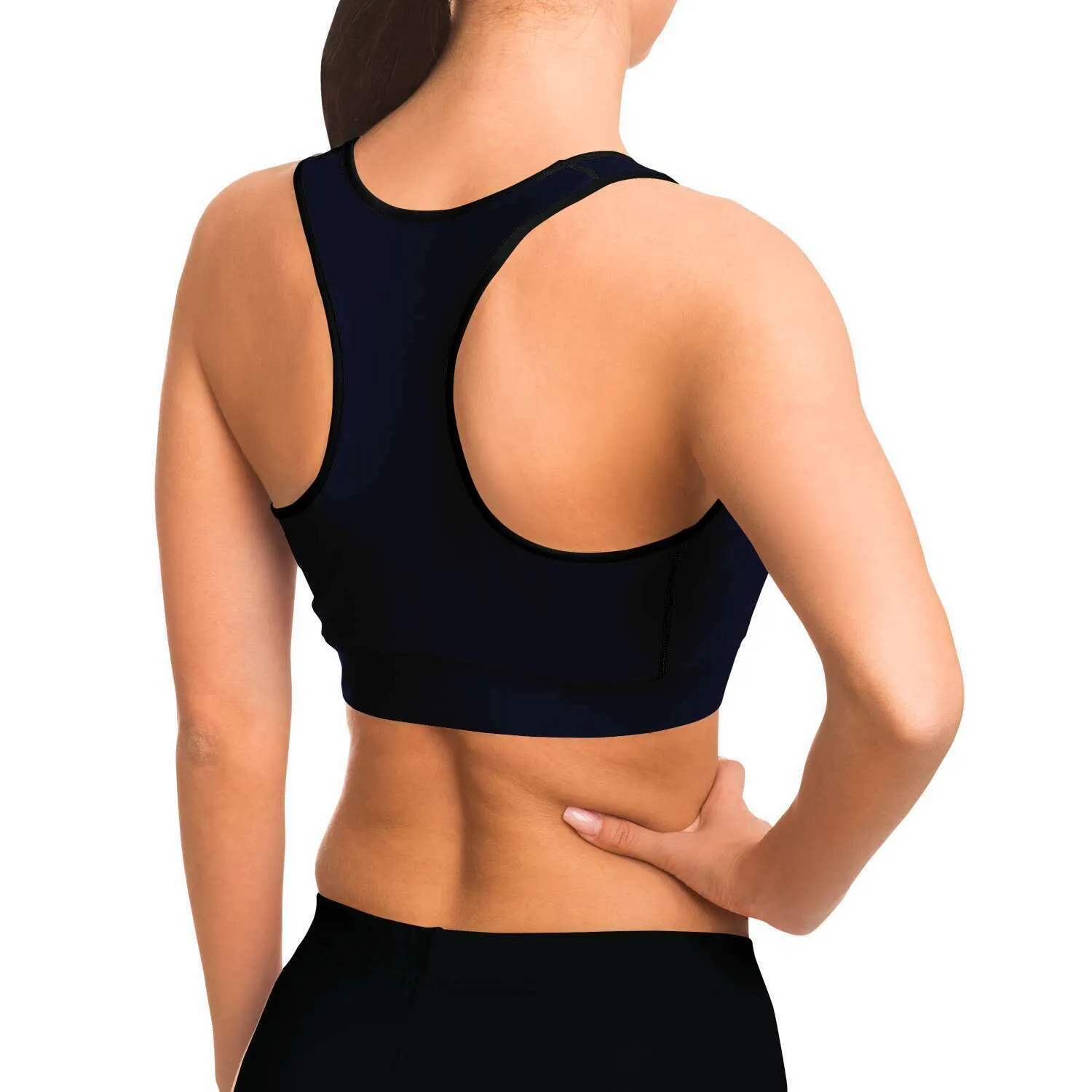 Ladies Moisture-Wicking Athletic Sports Bra-Midnight Navy