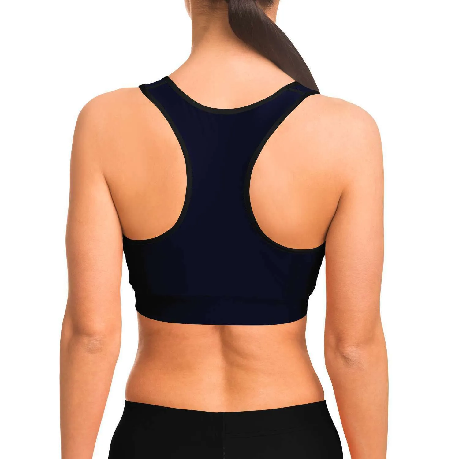 Ladies Moisture-Wicking Athletic Sports Bra-Midnight Navy