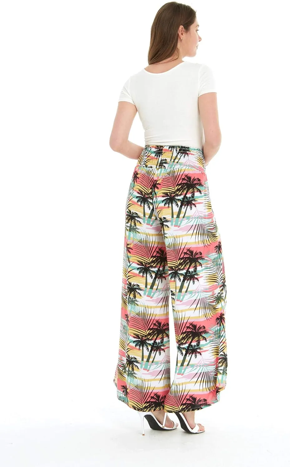 Lady High Slit Wide Leg Pants in Tropical Sunset