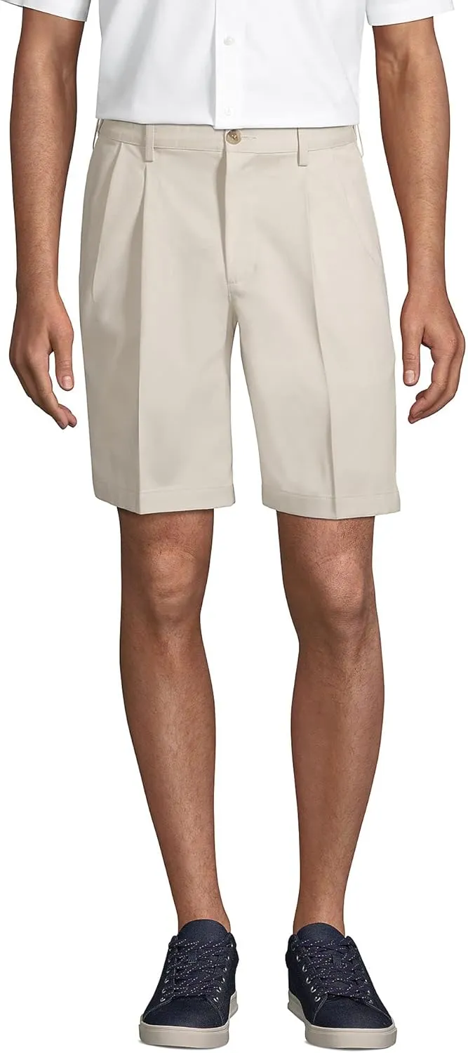 Lands' End Men's Comfort Waist Pleated 9" No Iron Chino Shorts