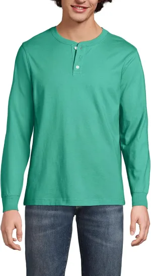 Lands' End Men's Super-T Long Sleeve Henley Shirt