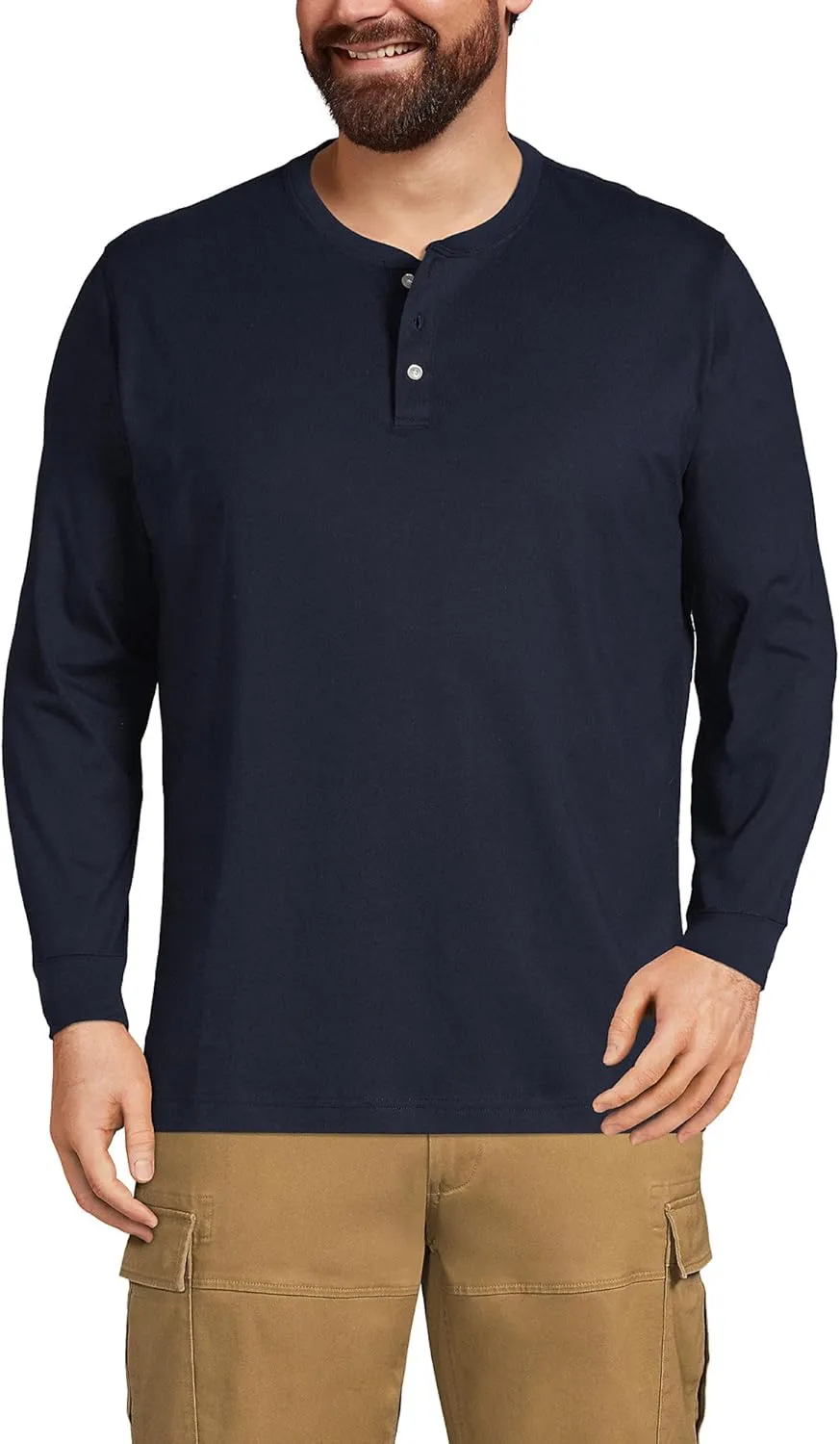 Lands' End Men's Super-T Long Sleeve Henley Shirt