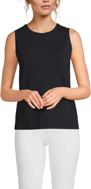 Lands' End Women's Crew Neck Jersey Shell Tank