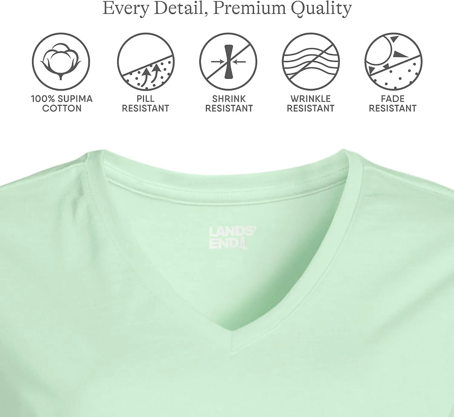 Lands' End Women's Relaxed American-Grown Supima Cotton V-Neck T-Shirt