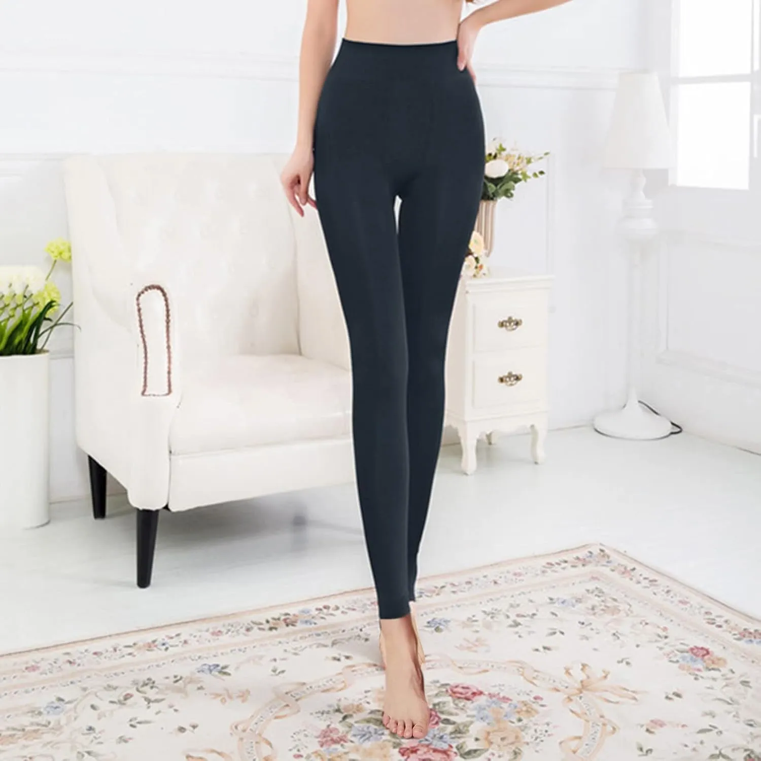 LCMTWX Butt Lifting Leggings for Women Denim Color Women Pocket Button High Pants Butt Lifting Leggings