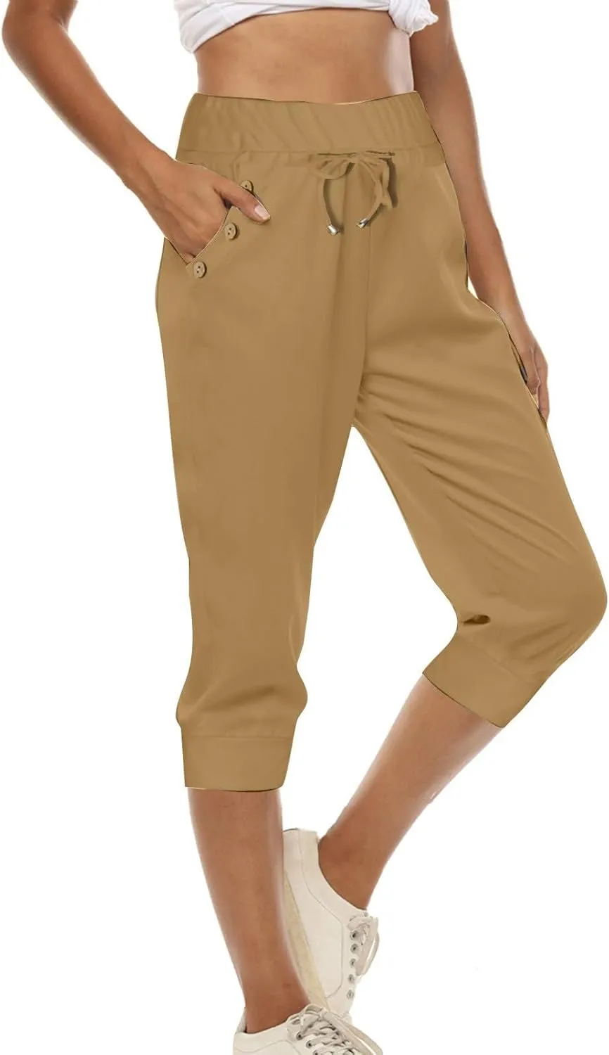LCMTWX Womens Swim Shorts Cropped Elastic Pants for Women Fashion Casual Fashion Shorts Trousers Solid Ppants Womens Swim