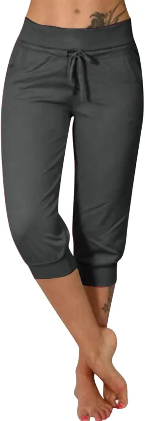 LCMTWX Womens Swim Shorts Cropped Elastic Pants for Women Fashion Casual Fashion Shorts Trousers Solid Ppants Womens Swim