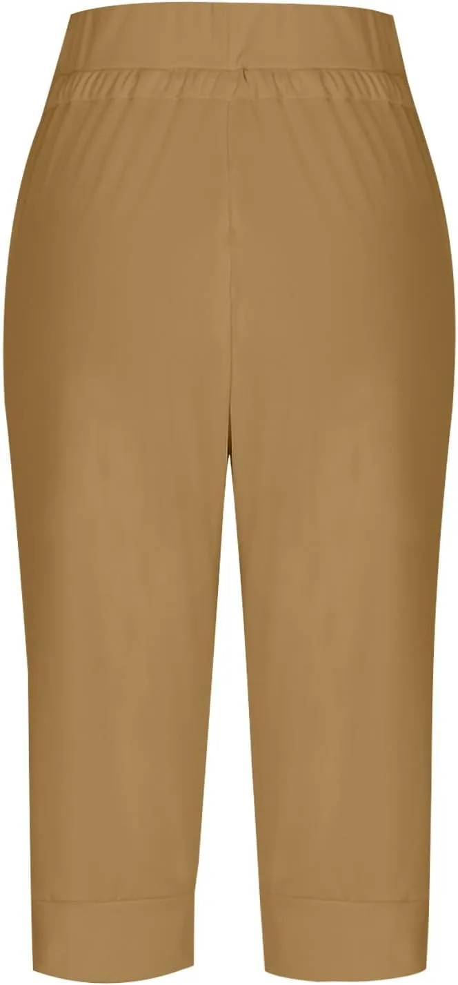 LCMTWX Womens Swim Shorts Cropped Elastic Pants for Women Fashion Casual Fashion Shorts Trousers Solid Ppants Womens Swim