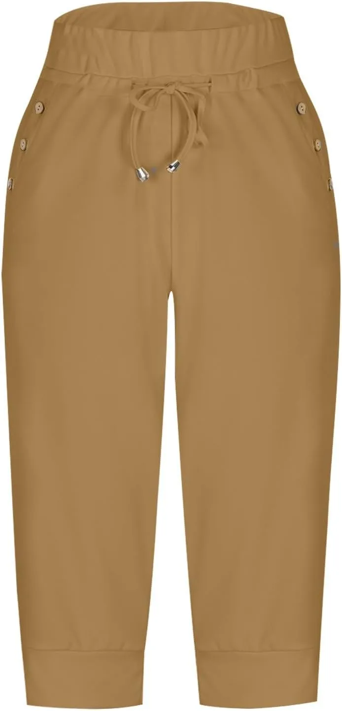 LCMTWX Womens Swim Shorts Cropped Elastic Pants for Women Fashion Casual Fashion Shorts Trousers Solid Ppants Womens Swim