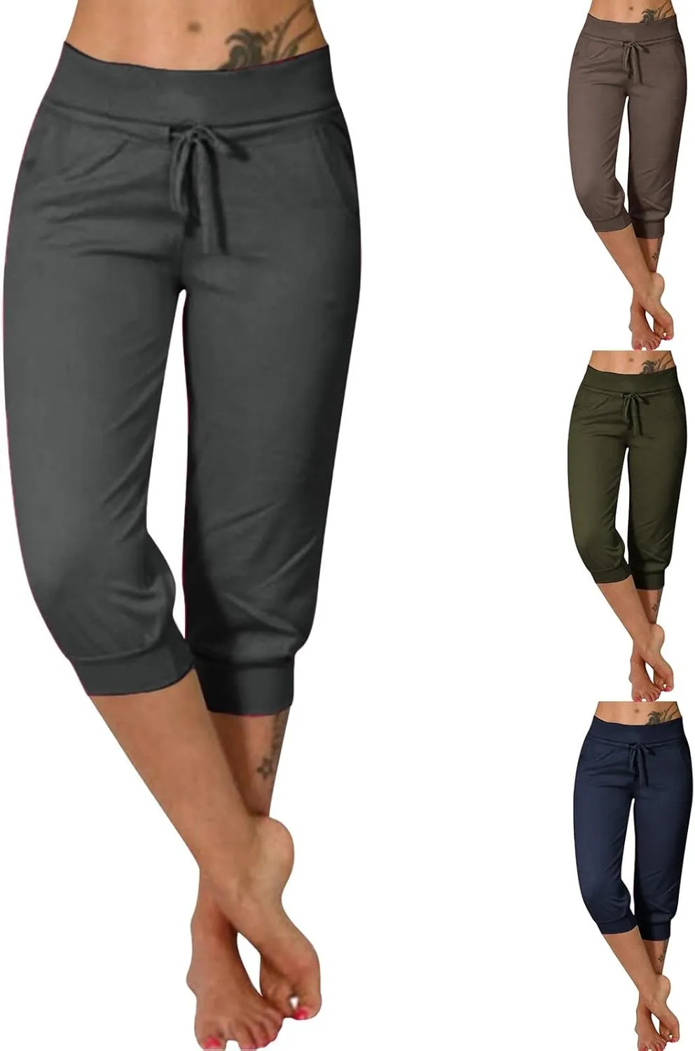 LCMTWX Womens Swim Shorts Cropped Elastic Pants for Women Fashion Casual Fashion Shorts Trousers Solid Ppants Womens Swim
