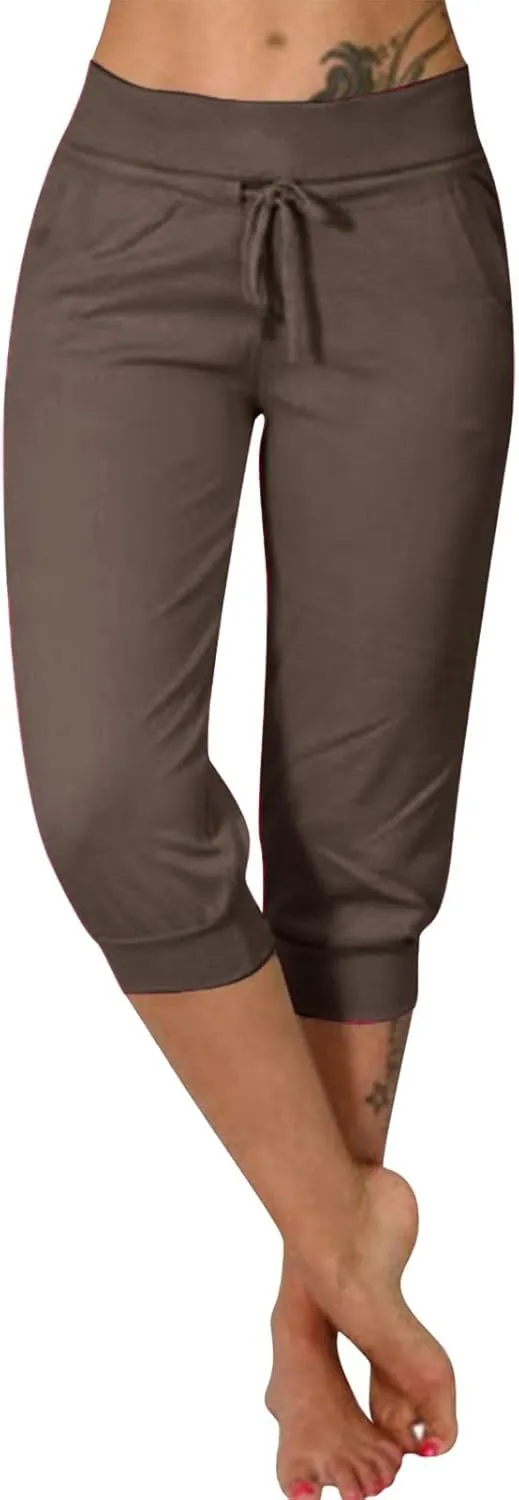 LCMTWX Womens Swim Shorts Cropped Elastic Pants for Women Fashion Casual Fashion Shorts Trousers Solid Ppants Womens Swim