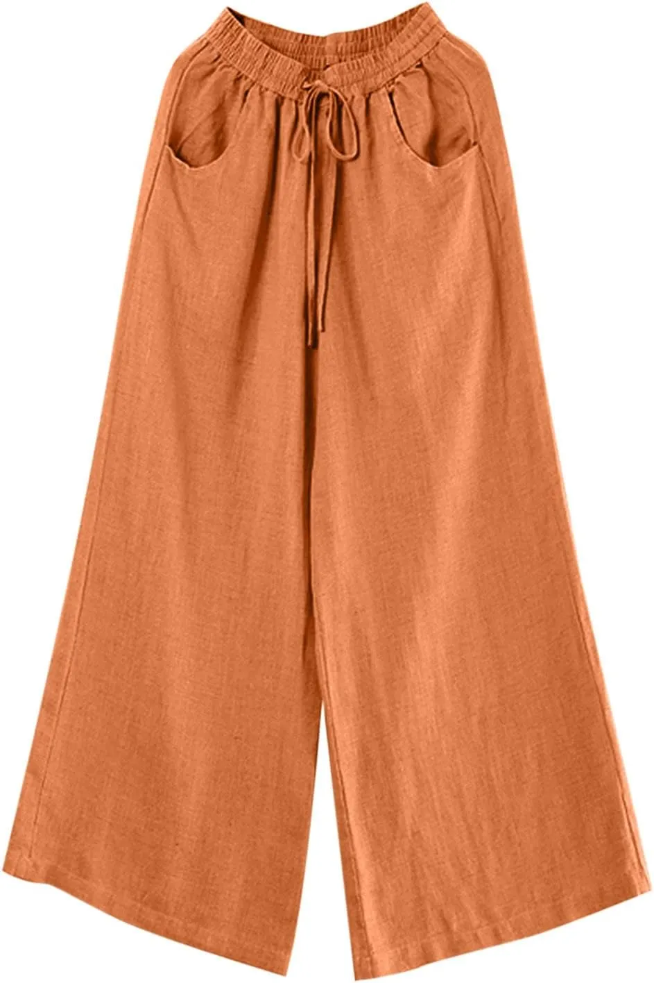 Linen Pants for Women High Waist Palazzo Wide Leg Trousers Lounge Pants Drawstring Boho Beach Pants Solid Slacks