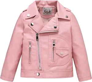 LOKTARC Boys Girls Faux Leather Jacket for Kids Motorcycle Biker Leather Jackets