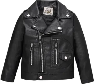 LOKTARC Boys Girls Faux Leather Jacket for Kids Motorcycle Biker Leather Jackets