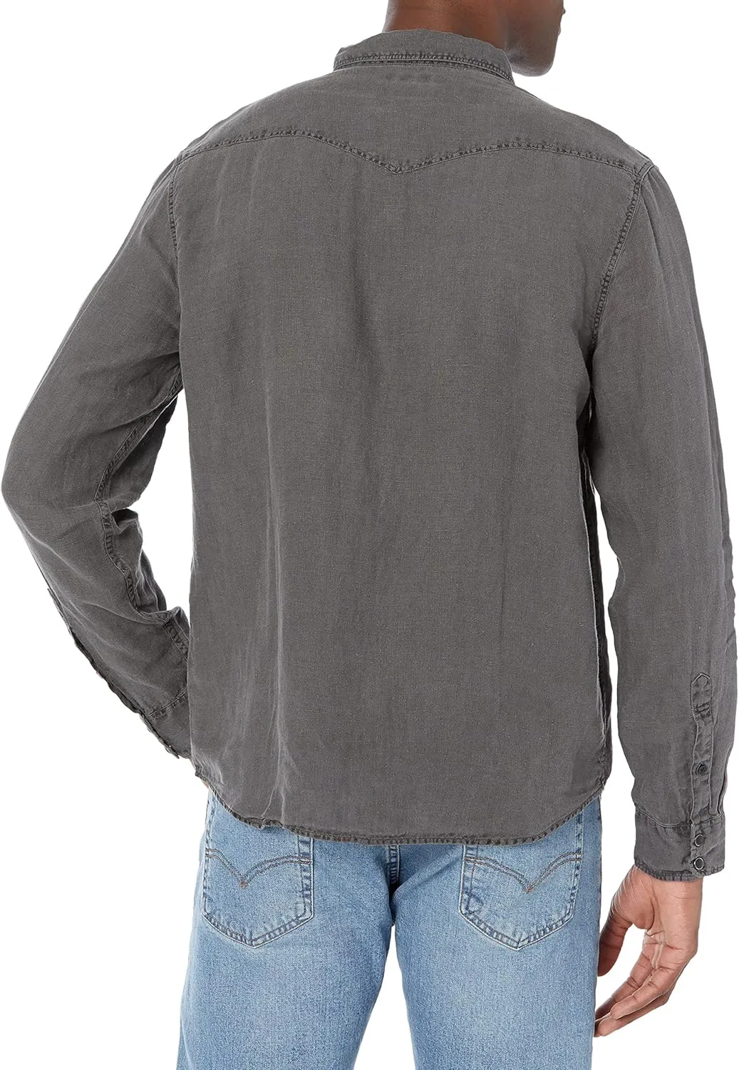 Lucky Brand Men's Long Sleeve Solid Linen Western Shirt