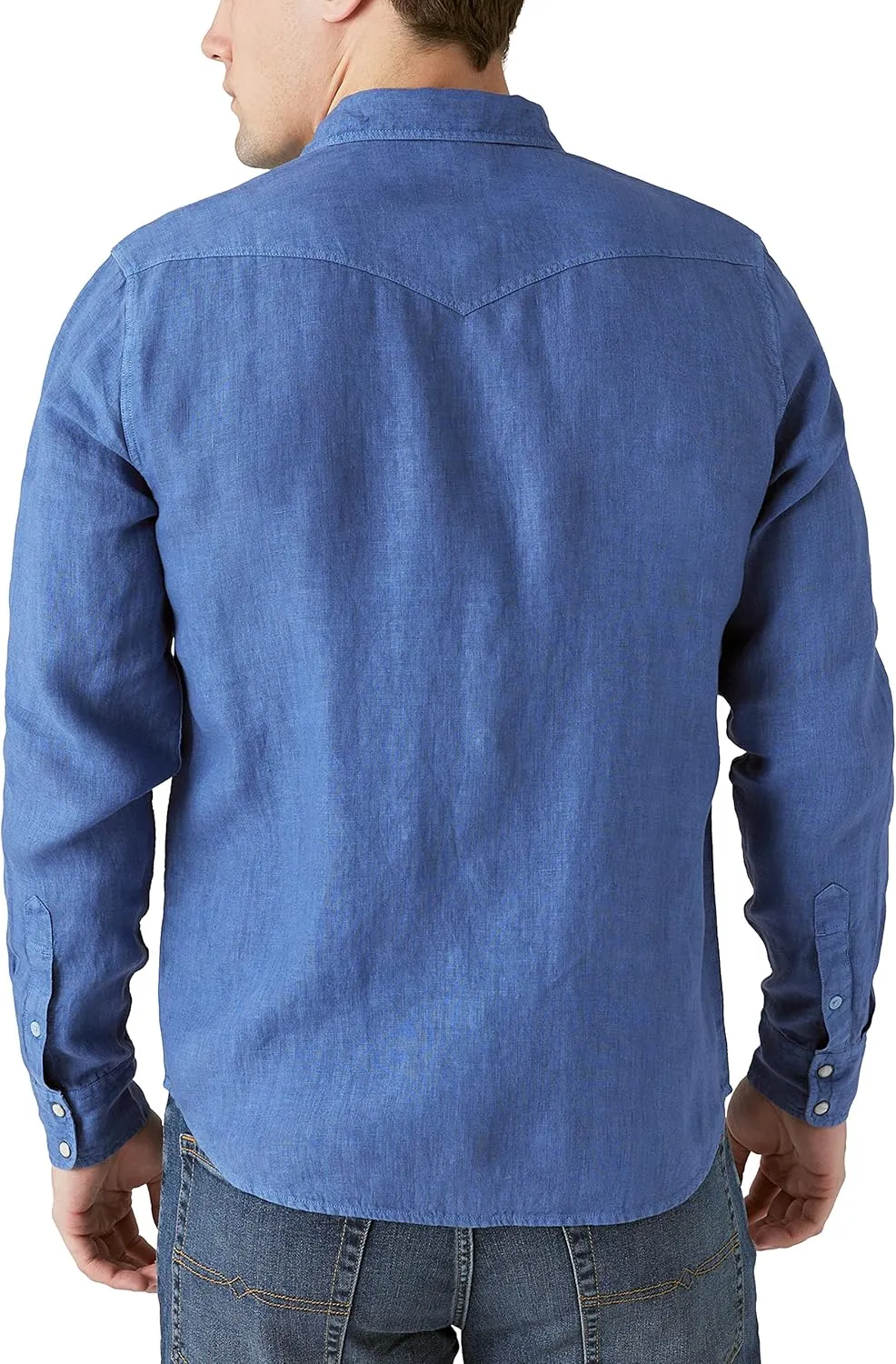 Lucky Brand Men's Long Sleeve Solid Linen Western Shirt