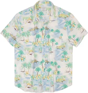 Lucky Brand Men's Short Sleeve Button Up Auto Shirt