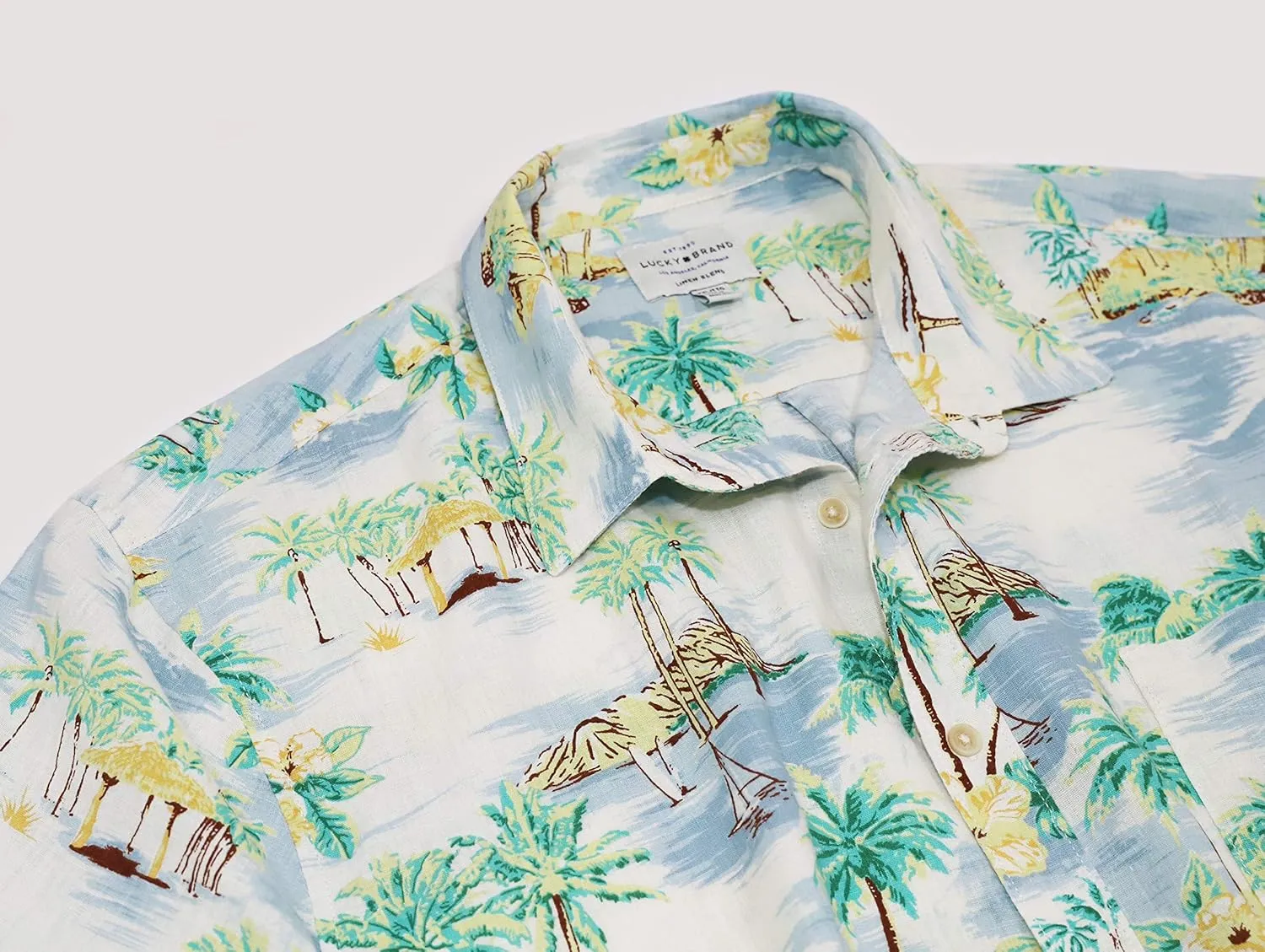 Lucky Brand Men's Short Sleeve Button Up Auto Shirt