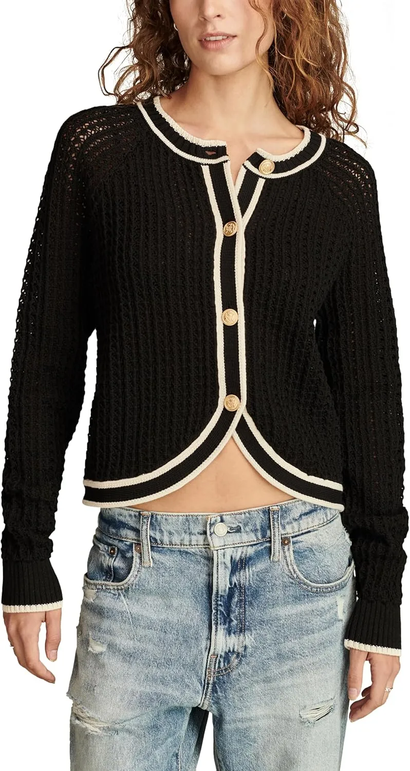 Lucky Brand Women's Button Front Sweater Jacket