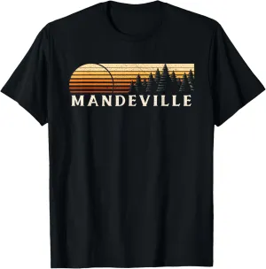 Mandeville, LA Vintage Evergreen Sunset Eighties Retro T-Shirt