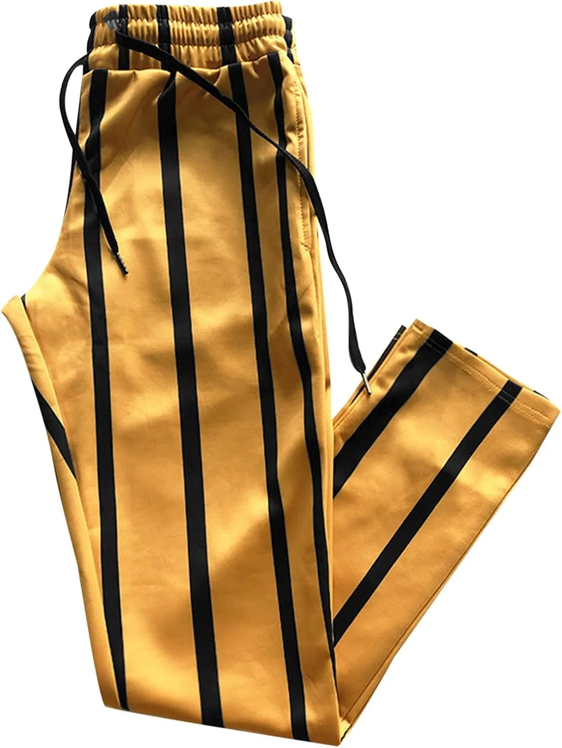 Maryia Men's Striped Skinny Pants Slim Fit Stretch Chino Fashion Jogger Drawstring Elastic Waist Business Style Trouser