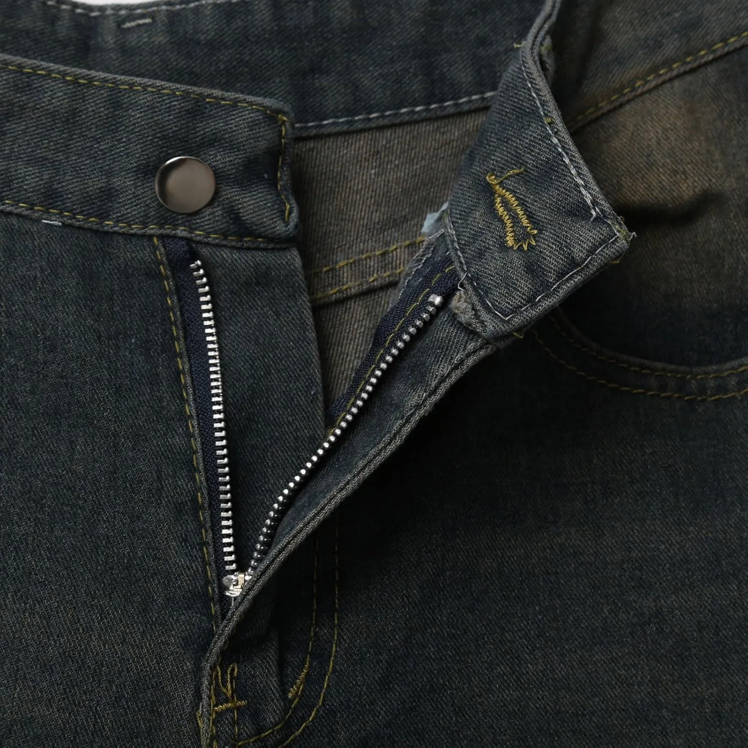 Men Baggy Denim Jorts Y2K Grunge Loose Hip Hop Jean Shorts Summer Casual Mid Jeans with Pockets Streetwear