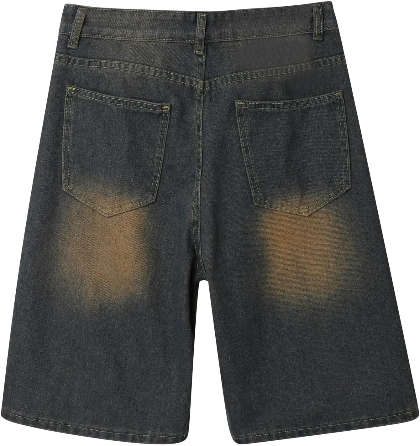 Men Baggy Denim Jorts Y2K Grunge Loose Hip Hop Jean Shorts Summer Casual Mid Jeans with Pockets Streetwear