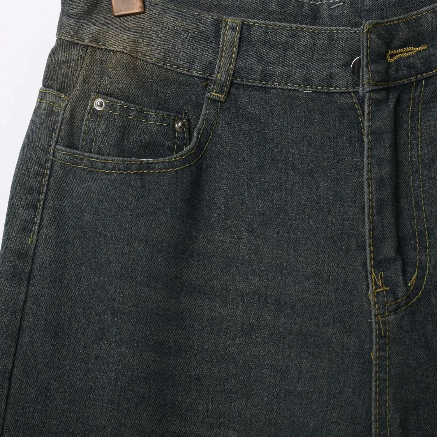 Men Baggy Denim Jorts Y2K Grunge Loose Hip Hop Jean Shorts Summer Casual Mid Jeans with Pockets Streetwear
