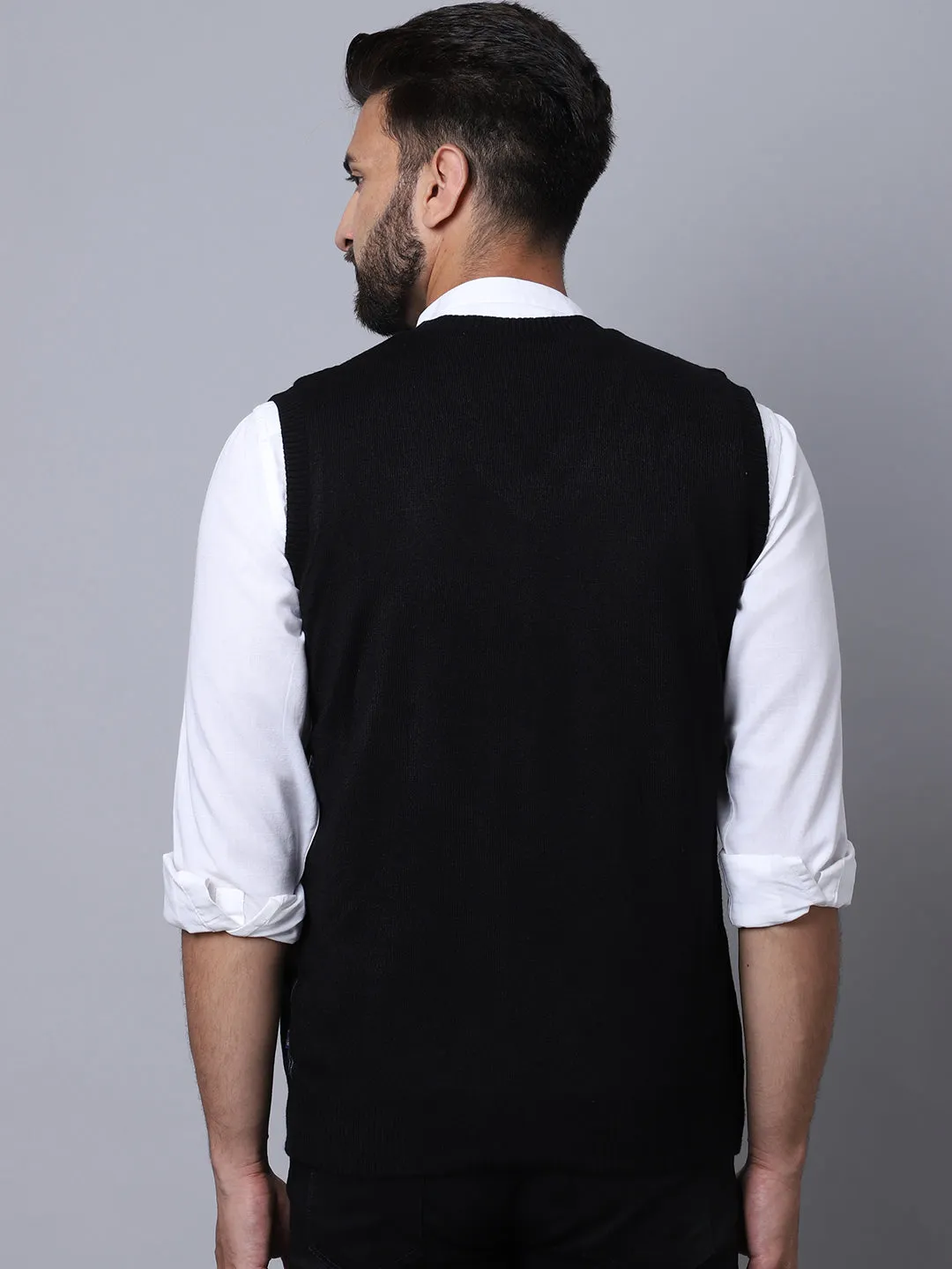 Men Black Pullover Sweater
