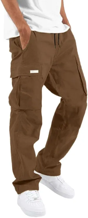 Men Cargo Combat Work Pant Gym Sports Jogger uflage Soft Jog Sweatpants Baggy Pant Drawstring Pull-On Pants