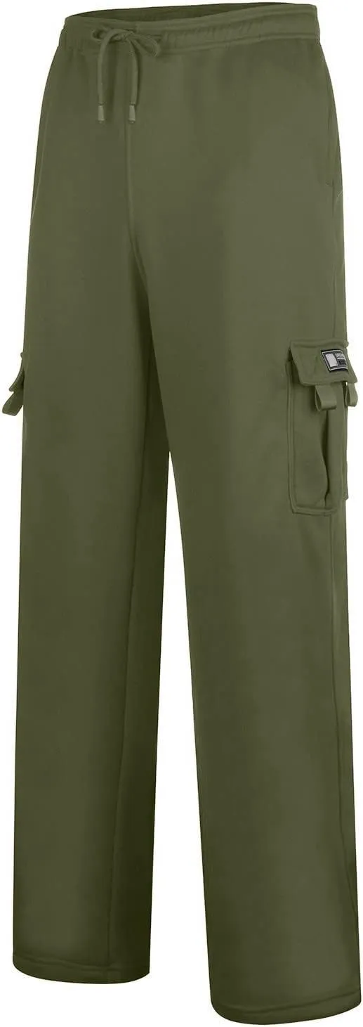 Men Cargo Combat Work Pant Yoga Jogger Summer Soft Sweat Pants Loose Open Hem Elastic Waist Lounge Pants