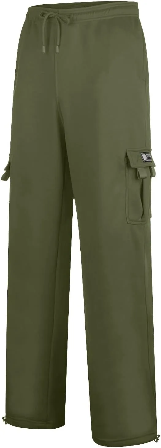 Men Cargo Combat Work Pant Yoga Jogger Summer Soft Sweat Pants Loose Open Hem Elastic Waist Lounge Pants