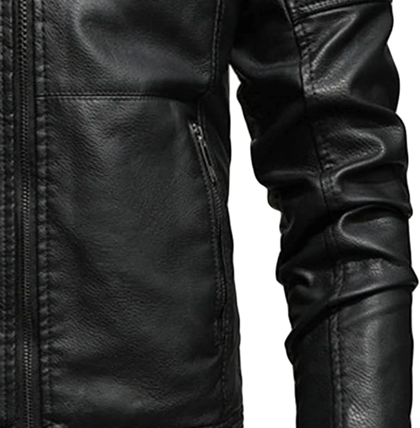 Men Faux Leather Jacket Motorcycle Jacket Casual Waterproof Windproof Pu Moto Coat Vintage Bomber Hoodie With Hood