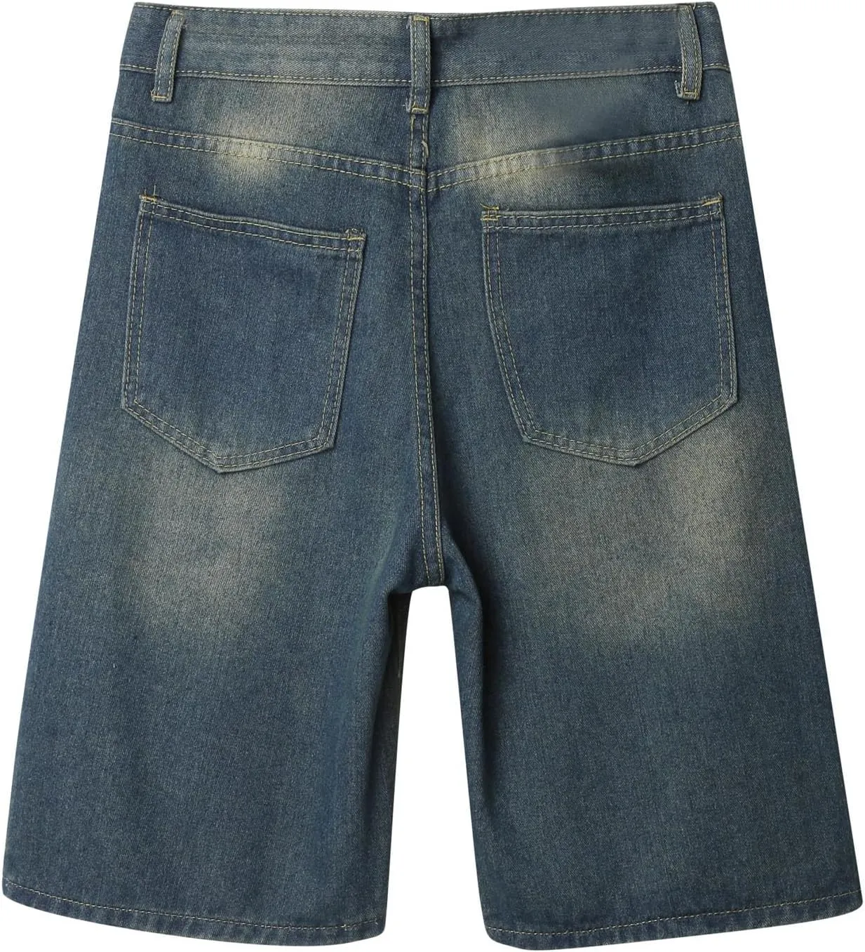 Men Y2K Grunge Baggy Jean Shorts Summer Casual Hip Hop Cargo Pants Loose Denim Shorts with Pockets