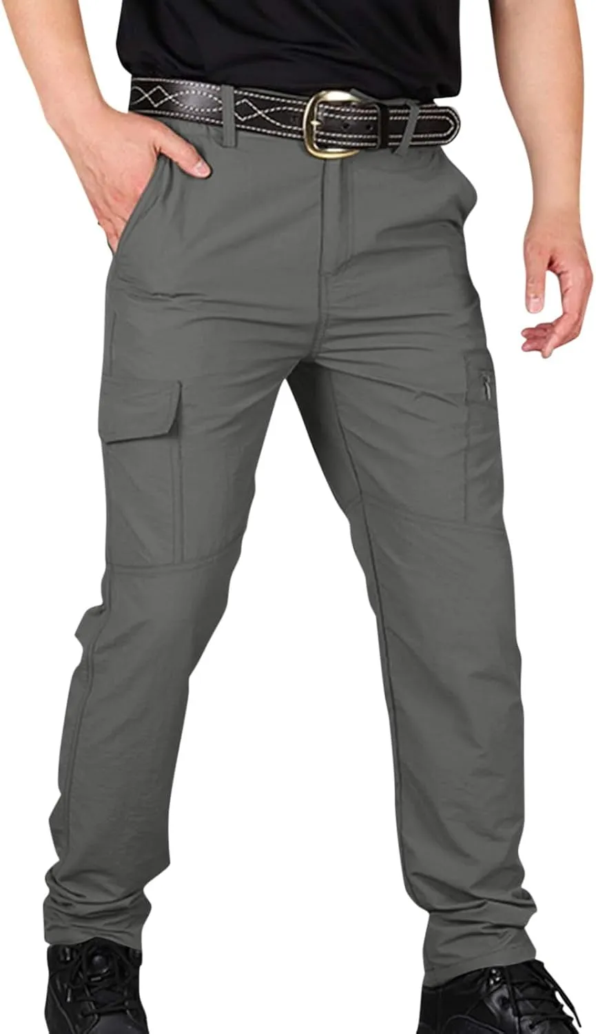 Mencomfy Cargo Pants Waterproof Ripstop Flex Work Pants Construction Tactic Hiking Outdoor Lightweight Trousers