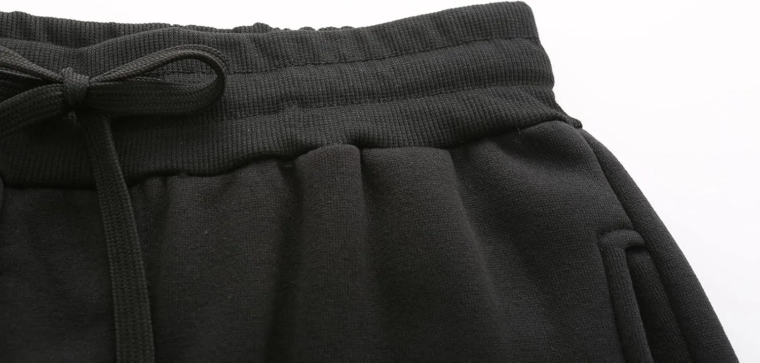 Mens Autumn Winter Fashion Pants Hip Hop Pants Lace Up Track Cuff Solid Color Casual Workout Pants with Pockets