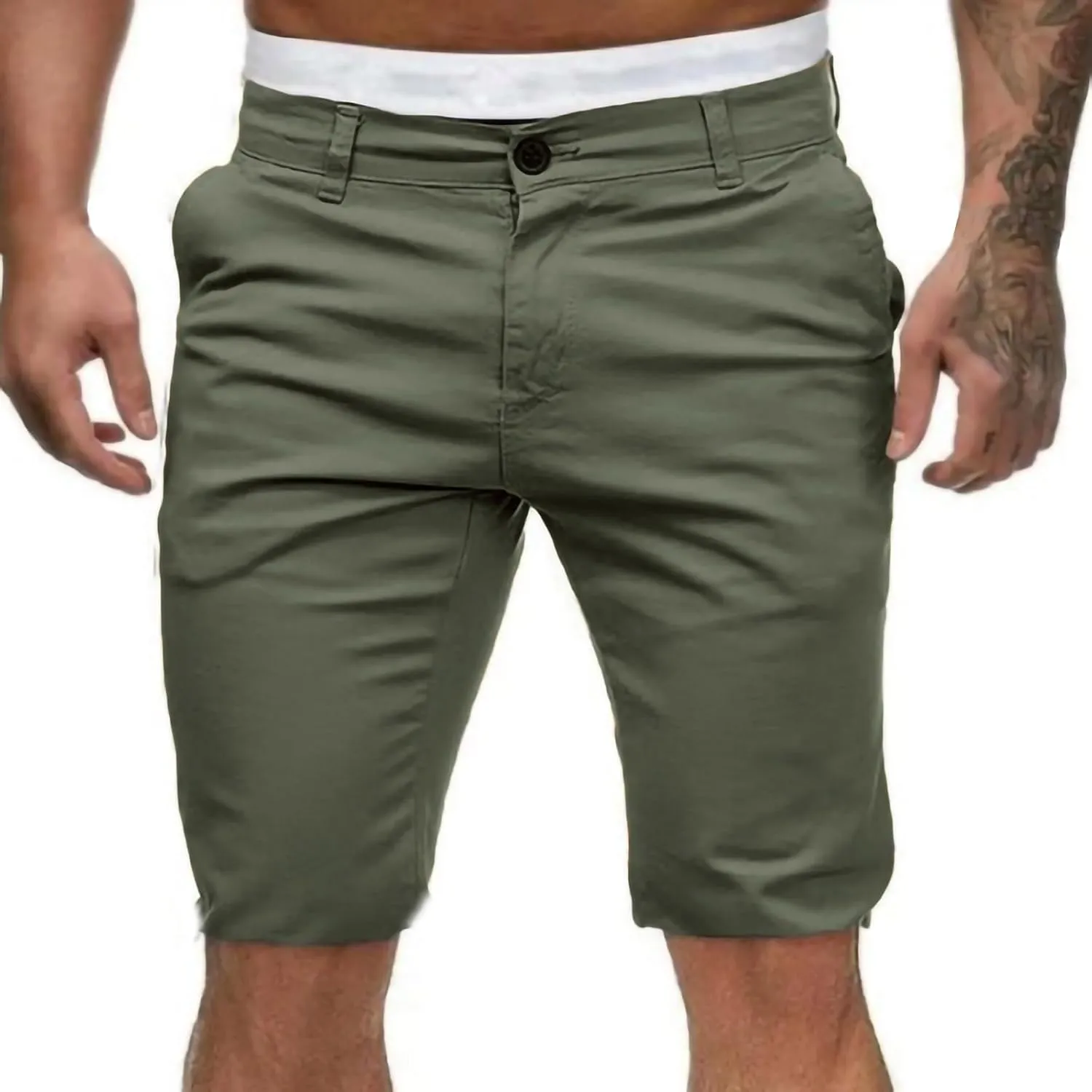 Men's Cargo Shorts Lightweight Solid Flat Front Outdoor Work Shorts Casual Sports Slim Fit Activewear with Pocket