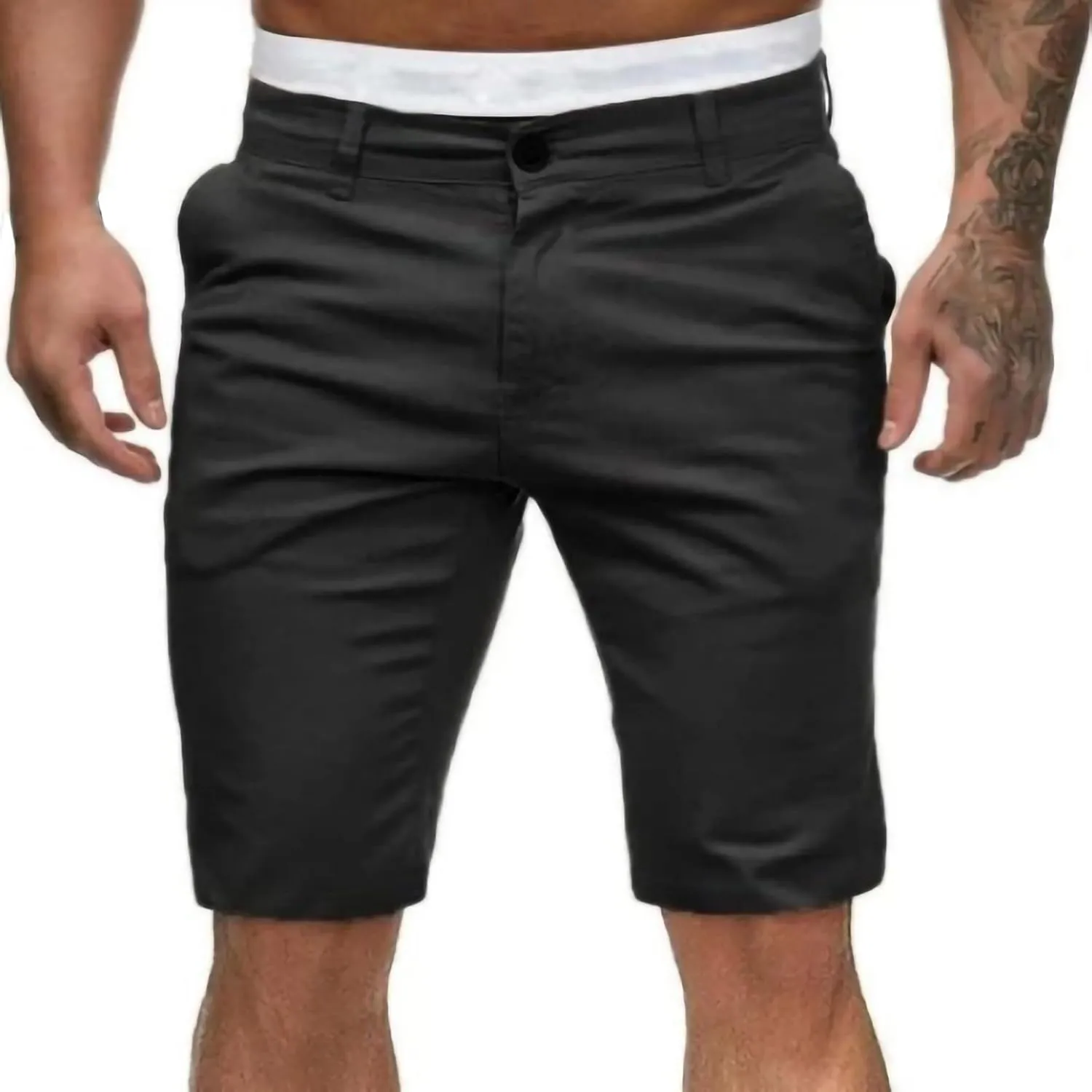 Men's Cargo Shorts Lightweight Solid Flat Front Outdoor Work Shorts Casual Sports Slim Fit Activewear with Pocket