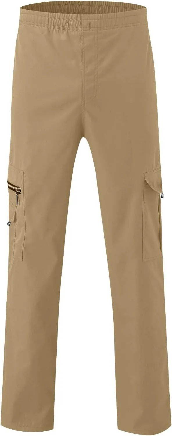 Men's Casual Multi-Pocket Loose Straight-Leg Work Pants Outdoor Fit Pants Fitness Pants