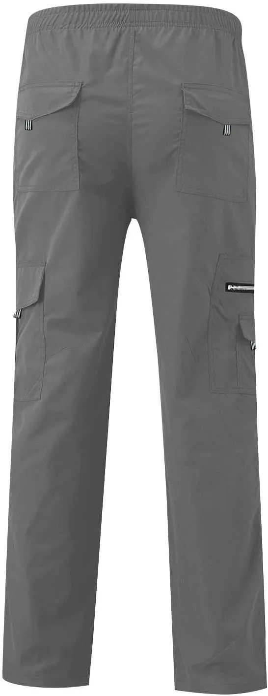 Men's Casual Multi-Pocket Loose Straight-Leg Work Pants Outdoor Fit Pants Fitness Pants