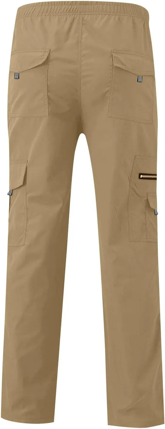 Men's Casual Multi-Pocket Loose Straight-Leg Work Pants Outdoor Fit Pants Fitness Pants