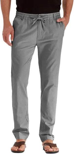 Men's Chino Pants Slim Fit Drawstring Elastic Waist Flat Front Stretch Straight Leg Pants Business Golf Casual Suit Pants