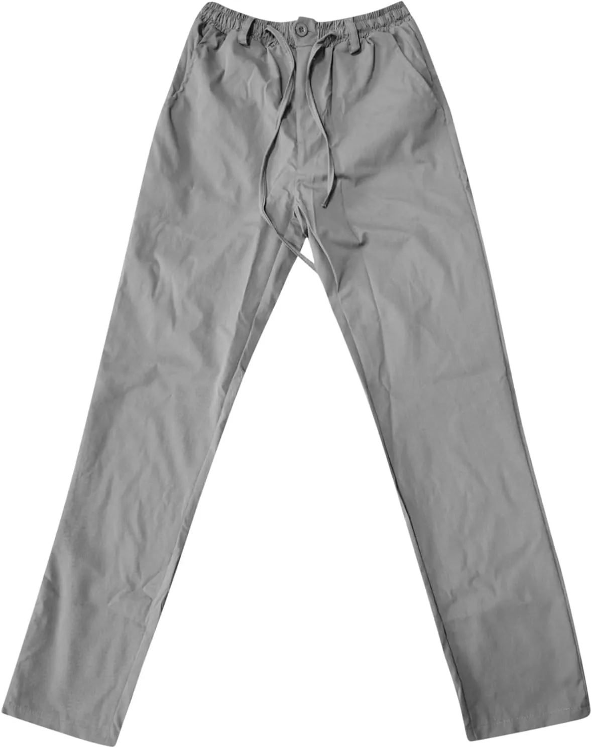 Men's Chino Pants Slim Fit Drawstring Elastic Waist Flat Front Stretch Straight Leg Pants Business Golf Casual Suit Pants