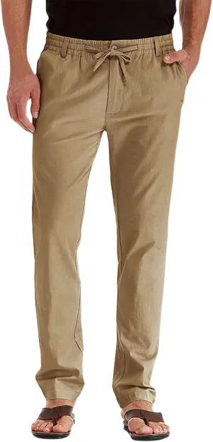 Men's Chino Pants Slim Fit Drawstring Elastic Waist Flat Front Stretch Straight Leg Pants Business Golf Casual Suit Pants