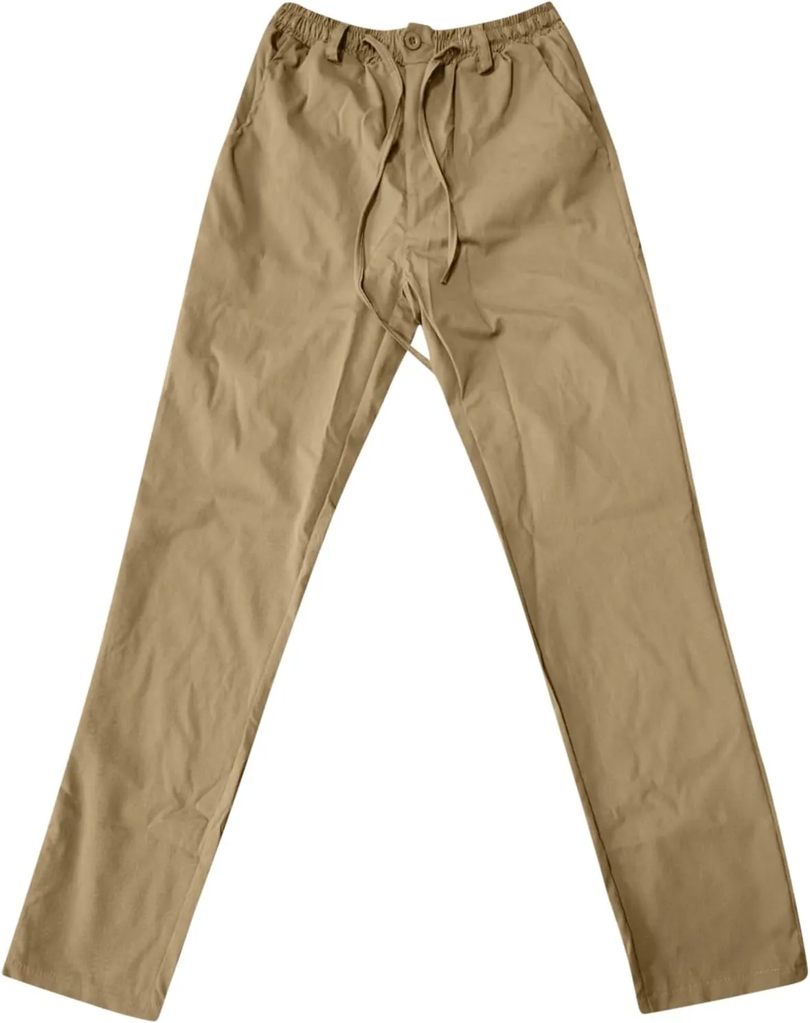 Men's Chino Pants Slim Fit Drawstring Elastic Waist Flat Front Stretch Straight Leg Pants Business Golf Casual Suit Pants