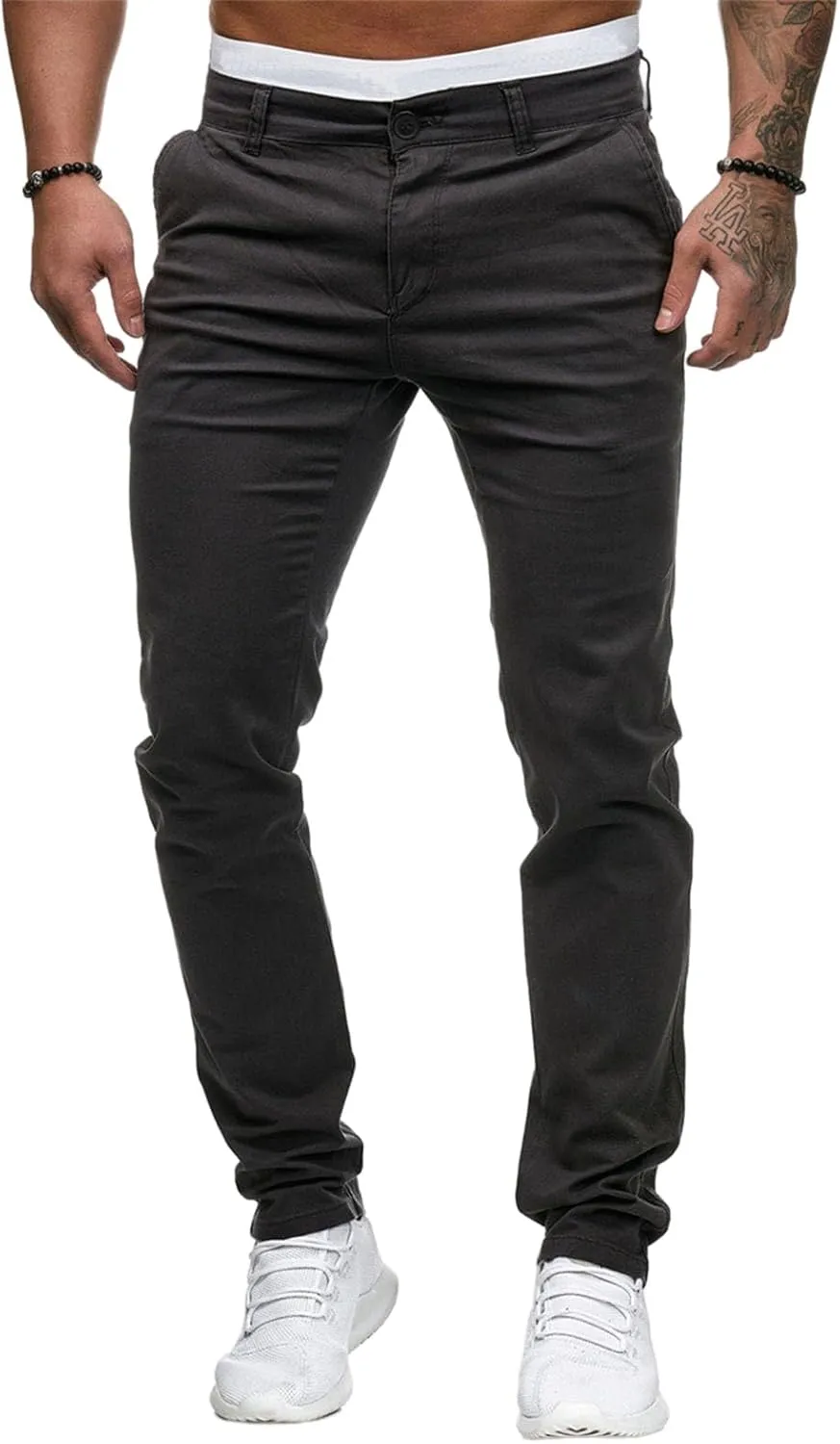 Mens Chinos Pants Skinny Flat Front Joggers Dress Pants Slim Fit Workout Pants for Men Sweatpants Hiking Pants